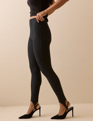 Black Ribbed Jersey Stirrup Legging