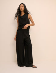 Black Relaxed Wide Leg Trouser