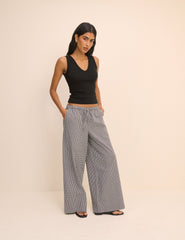 Black Gingham Relaxed Trousers