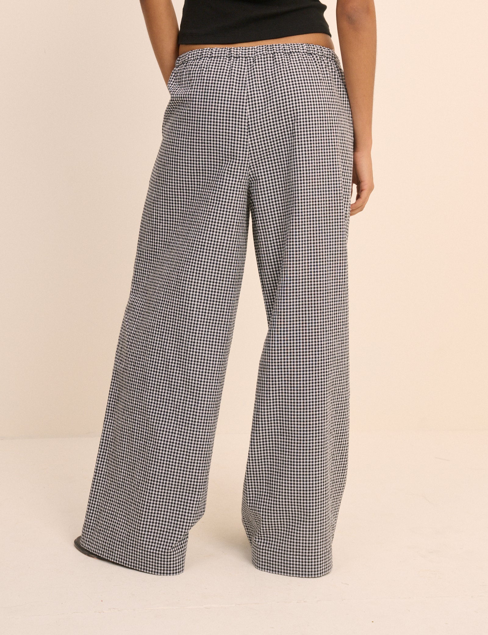 Black Gingham Relaxed Trousers