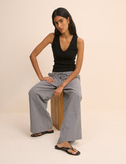 Black Gingham Relaxed Trousers