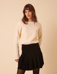 Black Cord Pleated Mini Skirt