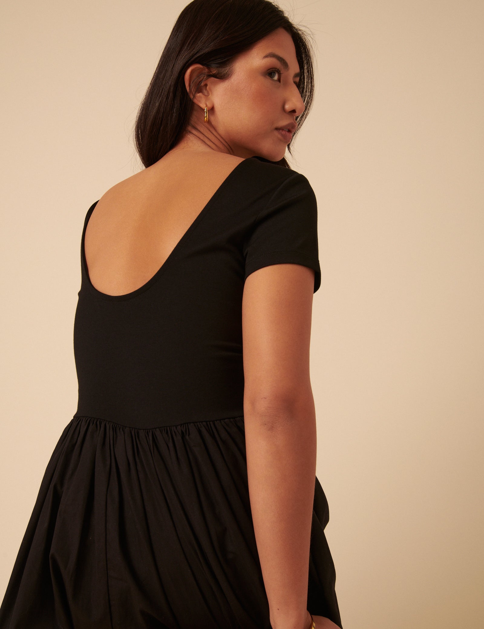 Black Jersey Drop Waist Sarah Midi Dress