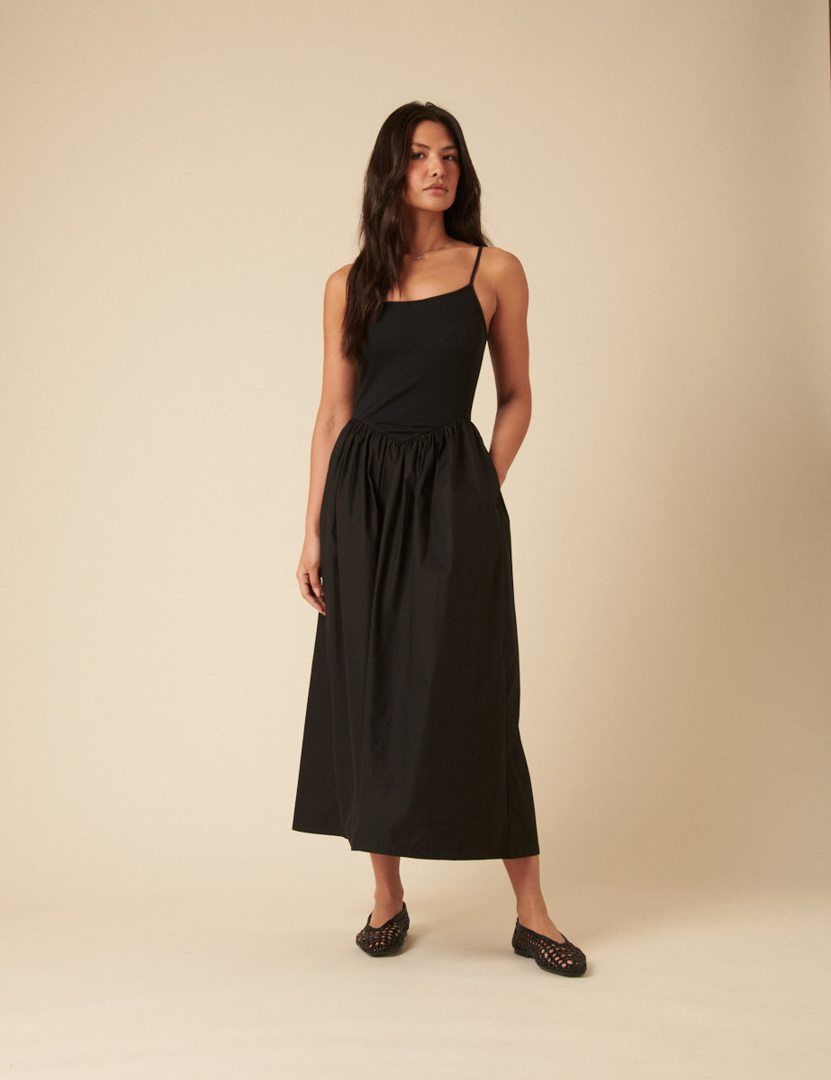 Black Madelyn Midi Dress