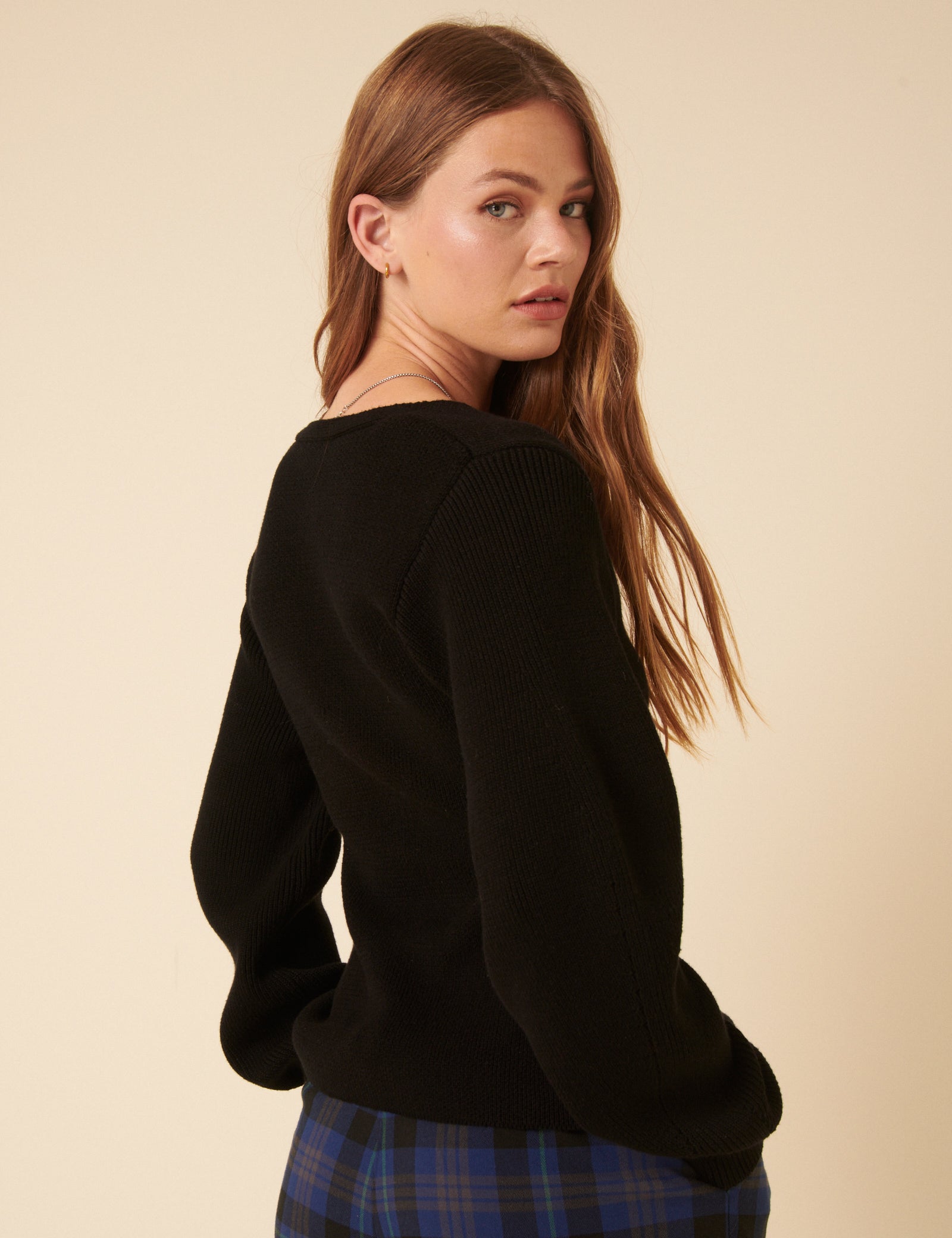 Black Longline Balloon Sleeve Cardigan