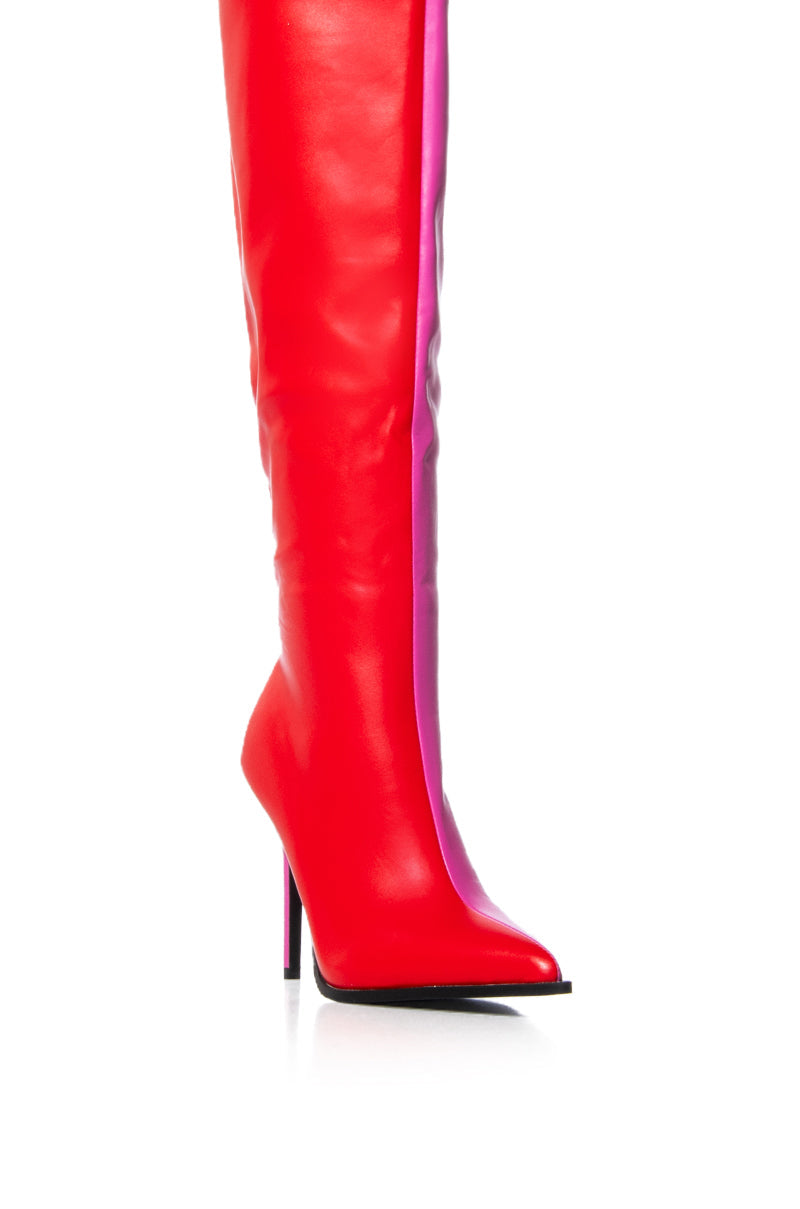 AZALEA WANG NEAPOLITAN RED AND PINK TWO TONED BOOT